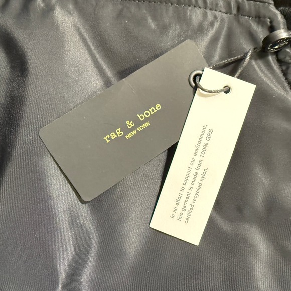 RAG & BONE Bomber Jacket Mens Large Black Zip Up Recycled Nylon Mason $598 - Picture 2 of 13